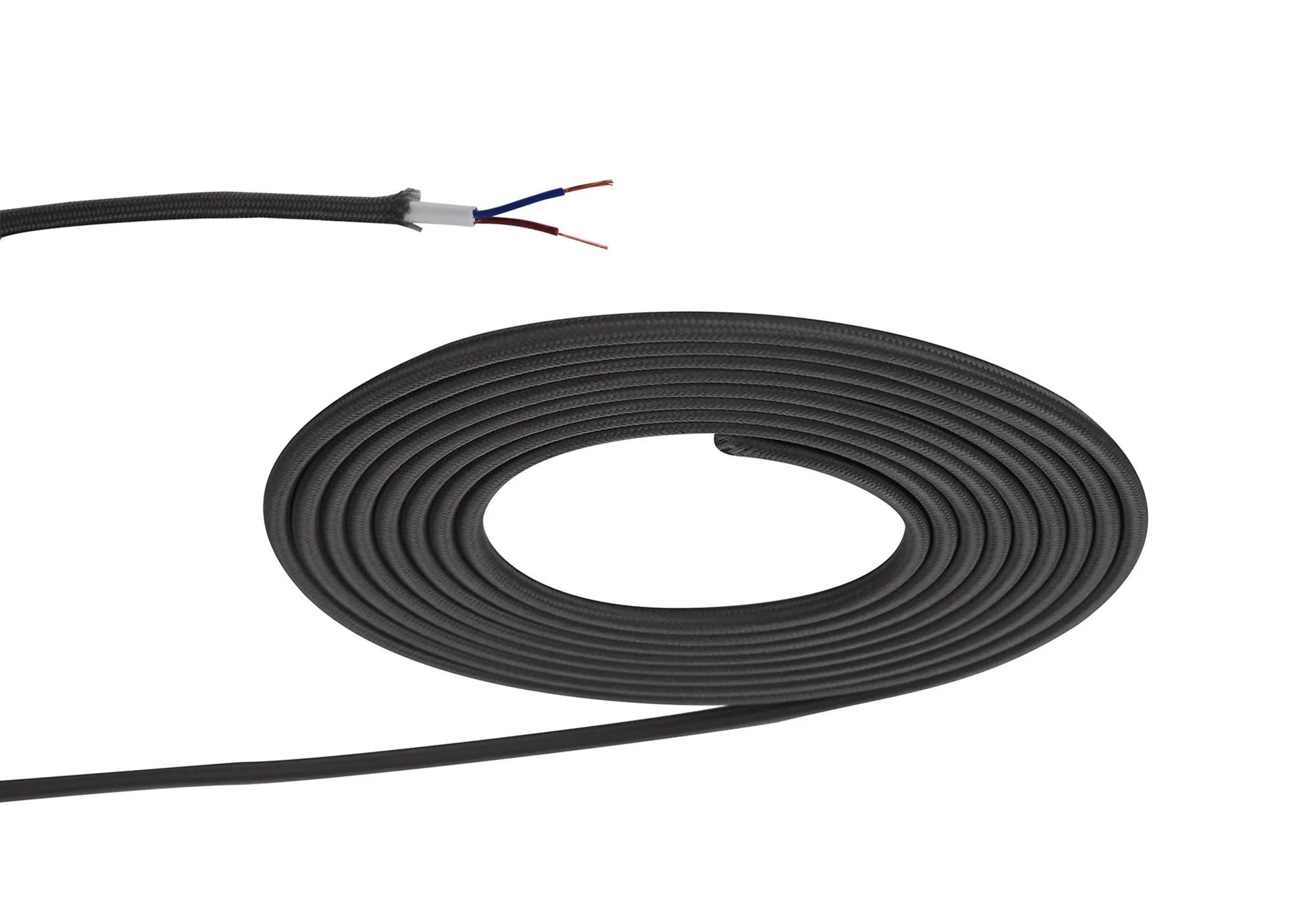 D0519  Cavo 1m Grey Braided 2 Core 0.75mm Cable